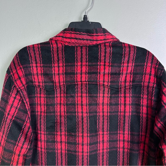 American Rag shacket shirt jacket men's Medium Buffalo plaid red snap quilted - Picture 5 of 12